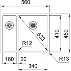 Zlewozmywak stalowy Franke BOX BXX 260/160-34-16 STAL SZLACHETNA JEDWAB 127.0369.916